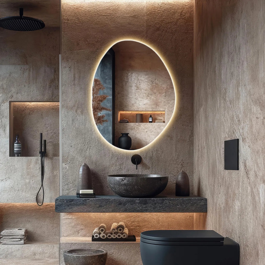 LED Lighted Mirror, Irregular Bathroom Vanity Mirror with Lights, Modern Backlit Mirror